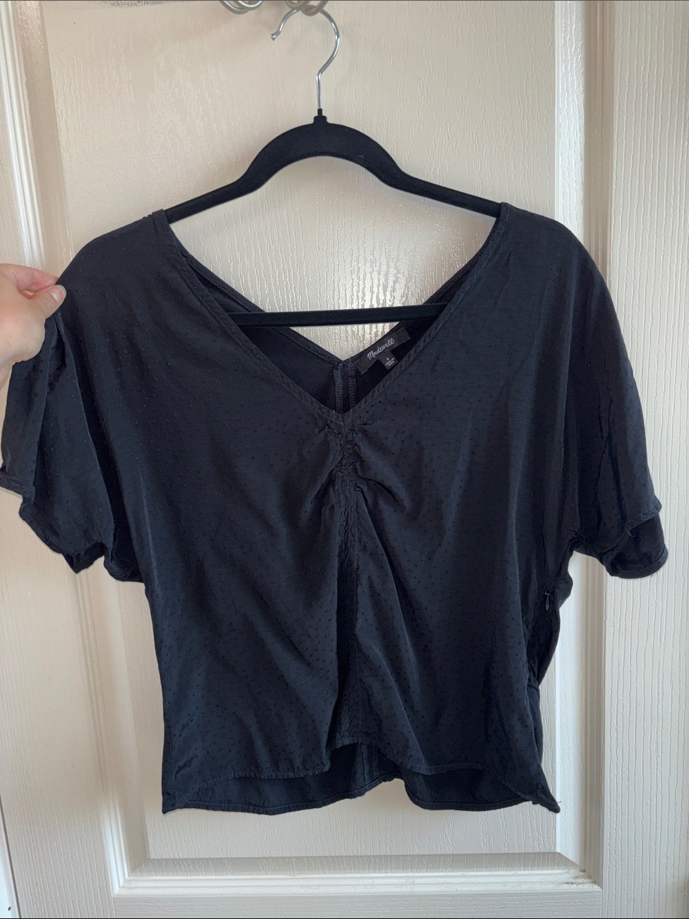 Madewell Black Blouse + Leather Wallet Bundle Women’s Size 8